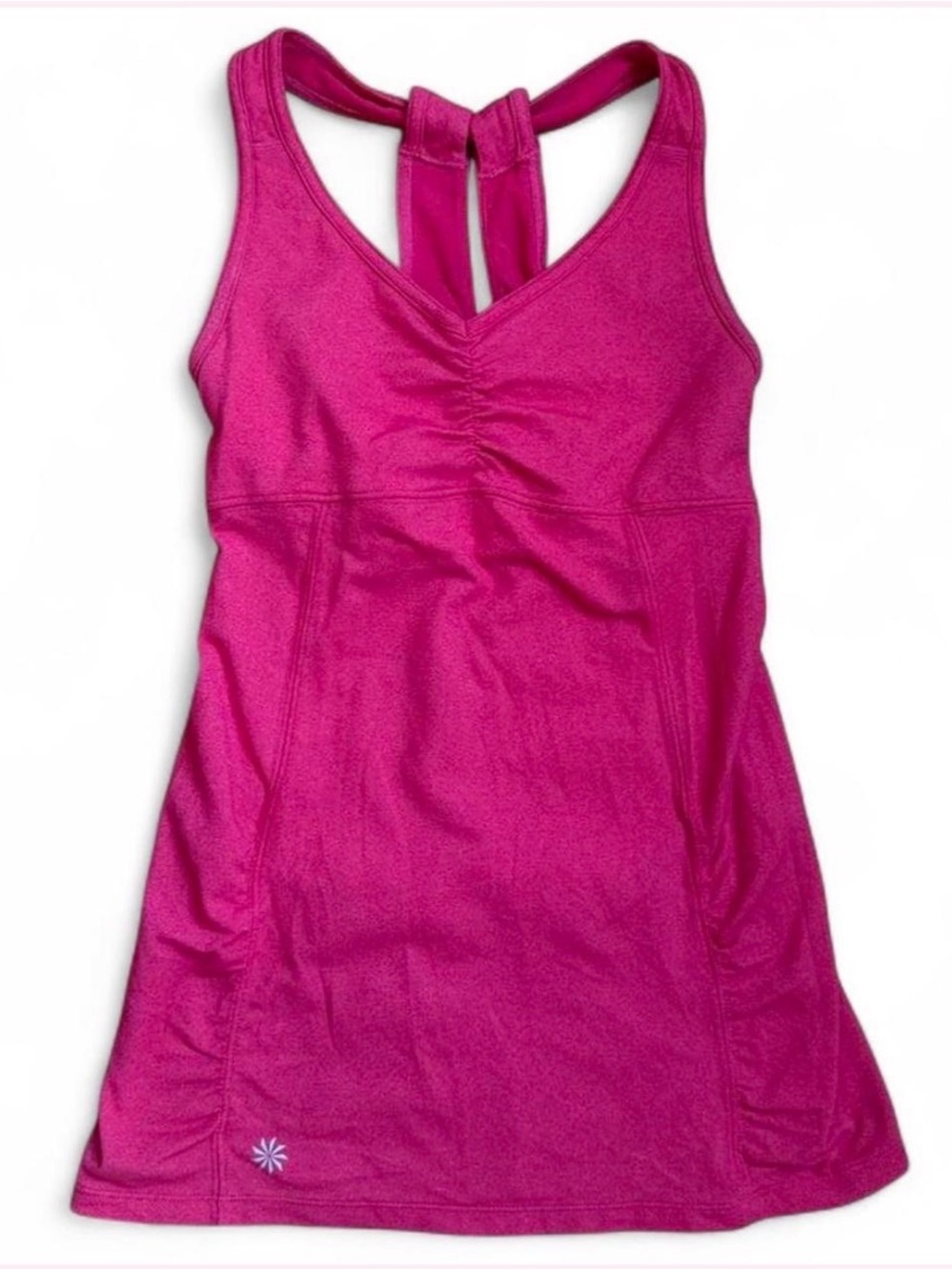 Athleta “Tree of Life” racerback tank top with built-in bra in dark pink XXS
